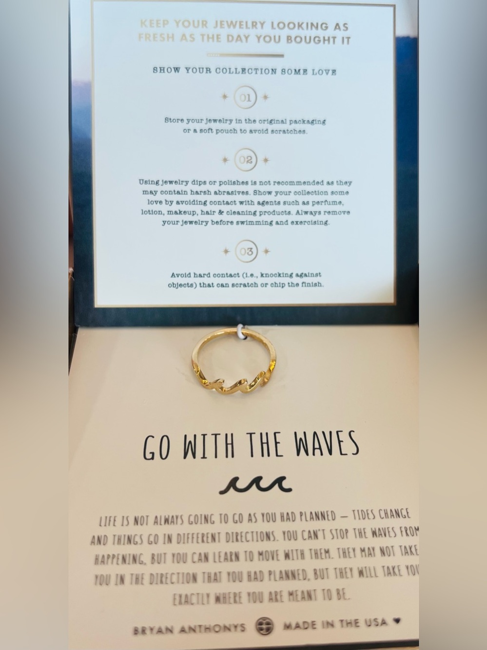 Bryan Anthonys Gold Go With The Waves Ring NWT Size 7